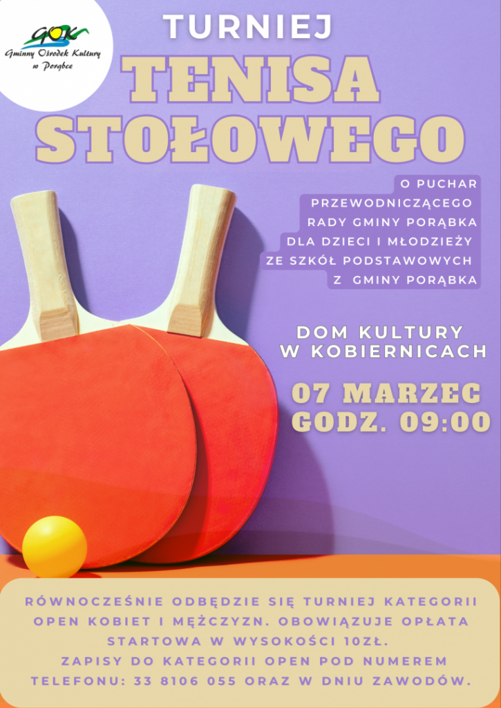 Plakat Tuniej Tenisa Stołowego